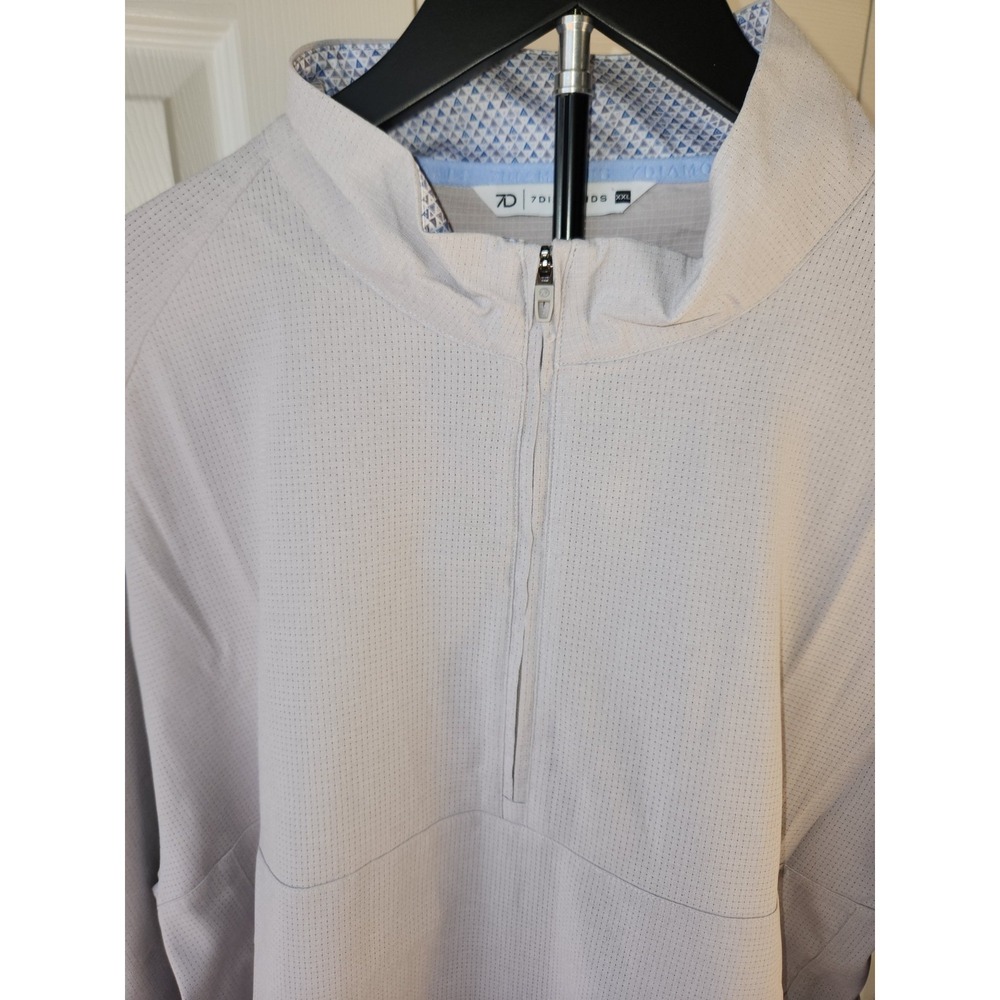 7 Diamonds Mens XL Quarter Zip Pullover Perforated Breathable Grey Mock‎ Neck